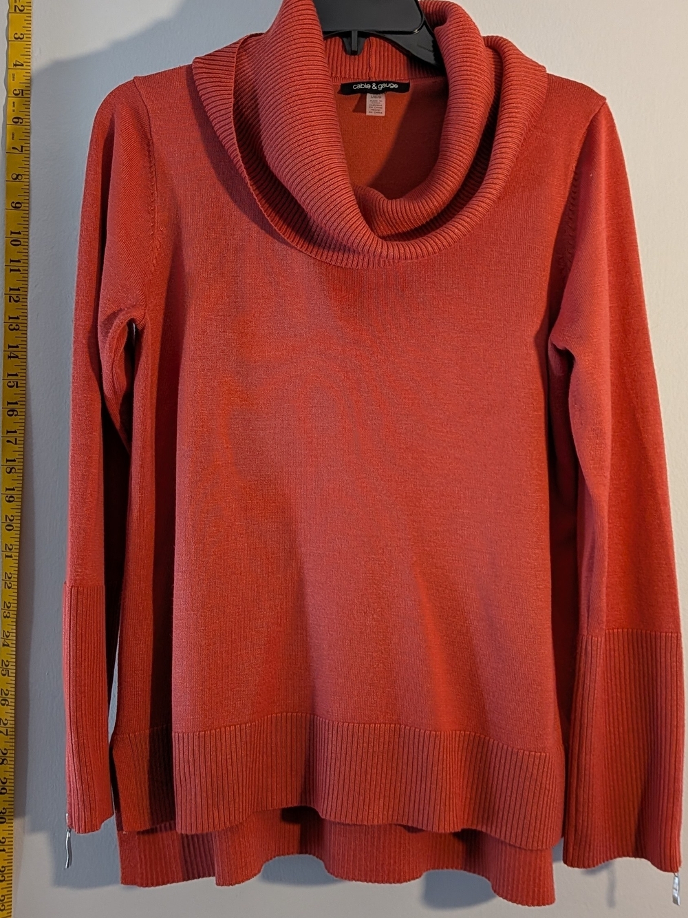 Cable & Gauge Women’s Dark Coral Cowl Neck Sweater